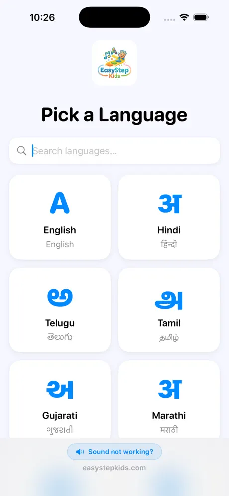 EasyStepKids Multilingual Language Selection